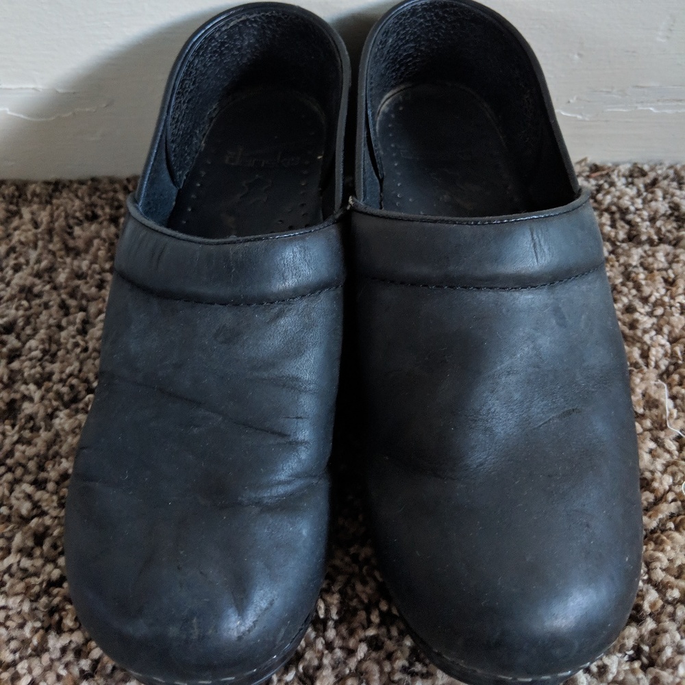 Dansko Black Oiled Leather Clogs